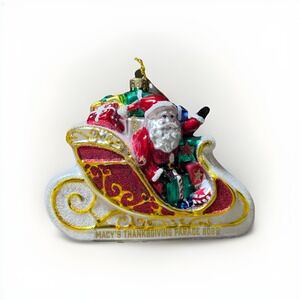 Macy's Thanksgiving Parade 2025 Santa Sleigh Glass Christmas Ornament